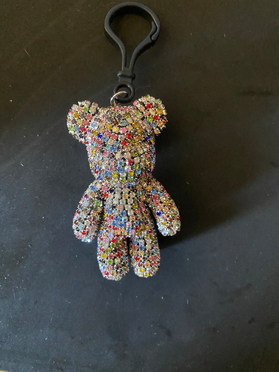 Cherrie Rhinestones Bear Keychain, Pink