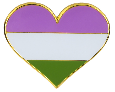 Genderqueer Pride Heart Brooch Pin